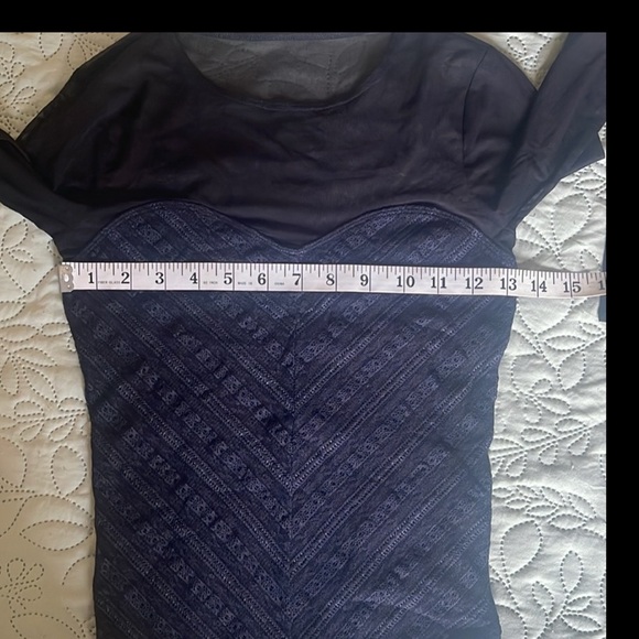 Abercrombie & Fitch Navy Sweetheart Lacy Bodysuit with Sheer Detailing Size XS - Picture 5 of 12